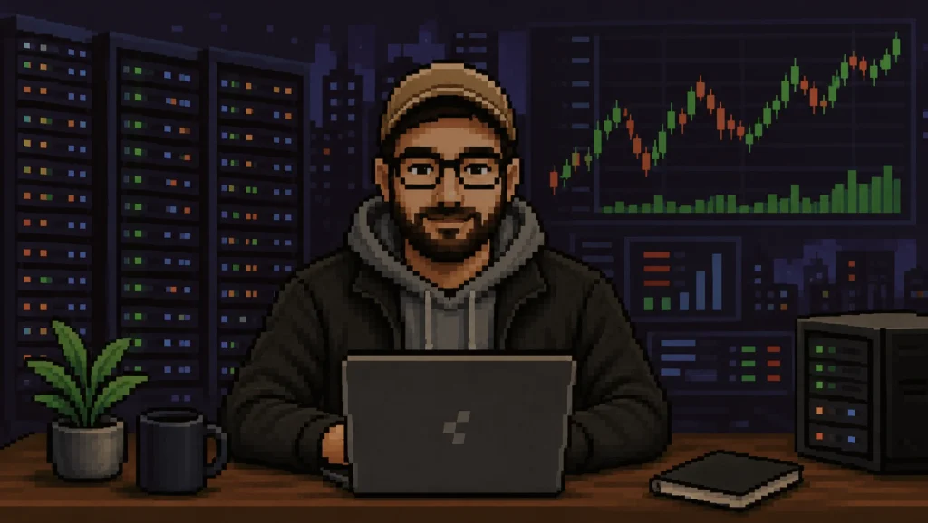 Engineer sitting in front of charts and servers